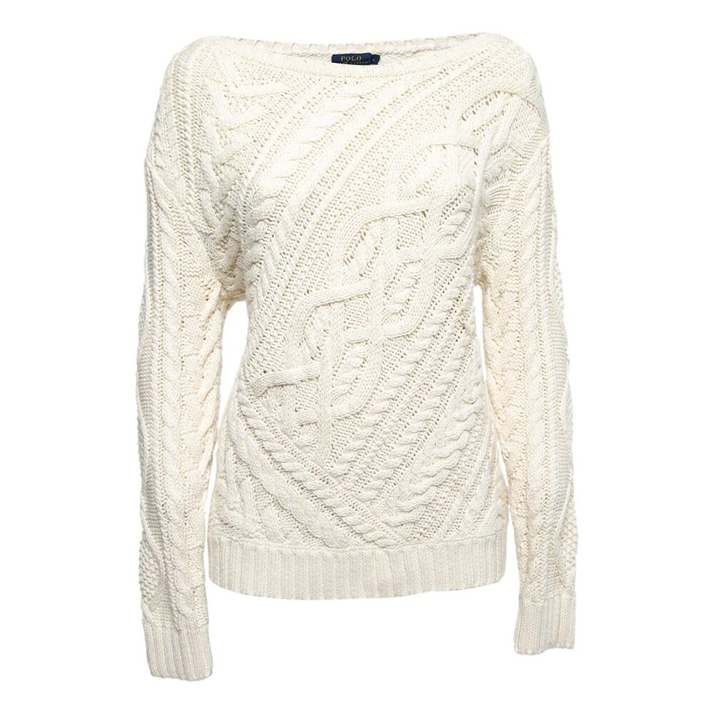 Polo Ralph Lauren Cream Cable Knit Cotton Sweater Womens Size M
